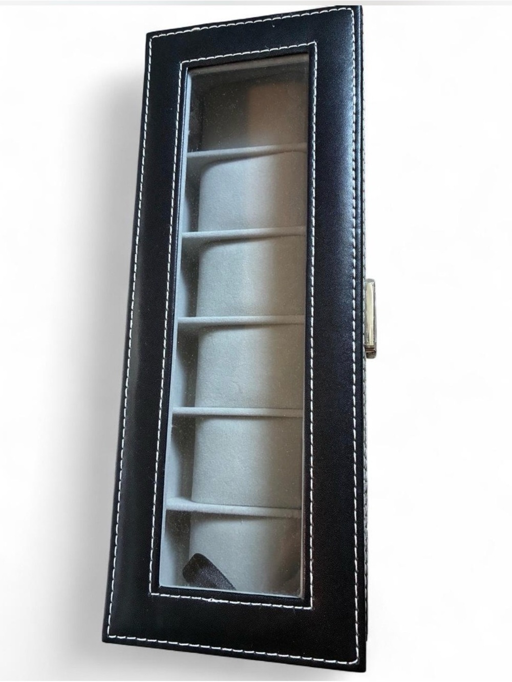 Black watch box holds 6 watches unused
